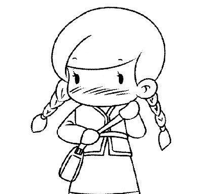 扎兩條辮子的女孩簡(jiǎn)筆