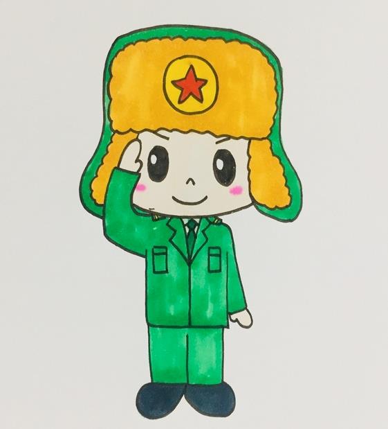 敬禮的雷鋒簡筆畫