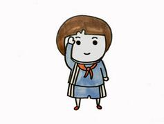 敬禮的小學(xué)生怎么畫？