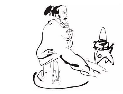 品茶的古人簡筆