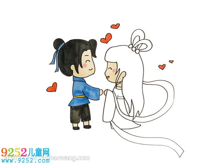 牛郎織女相會<a href=http://www.inspiredelm.com/jianbihua/ target=_blank class=infotextkey>簡筆畫</a>