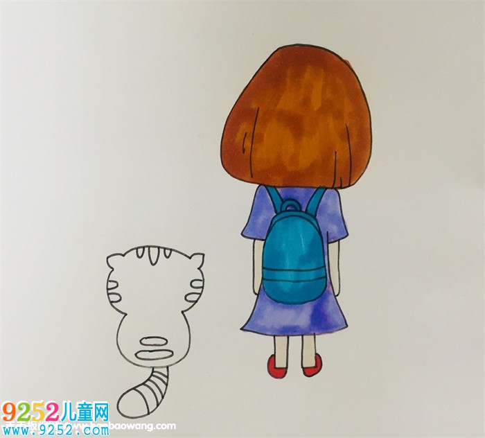 女孩和貓背影<a href=http://www.inspiredelm.com/jianbihua/ target=_blank class=infotextkey>簡筆畫</a>