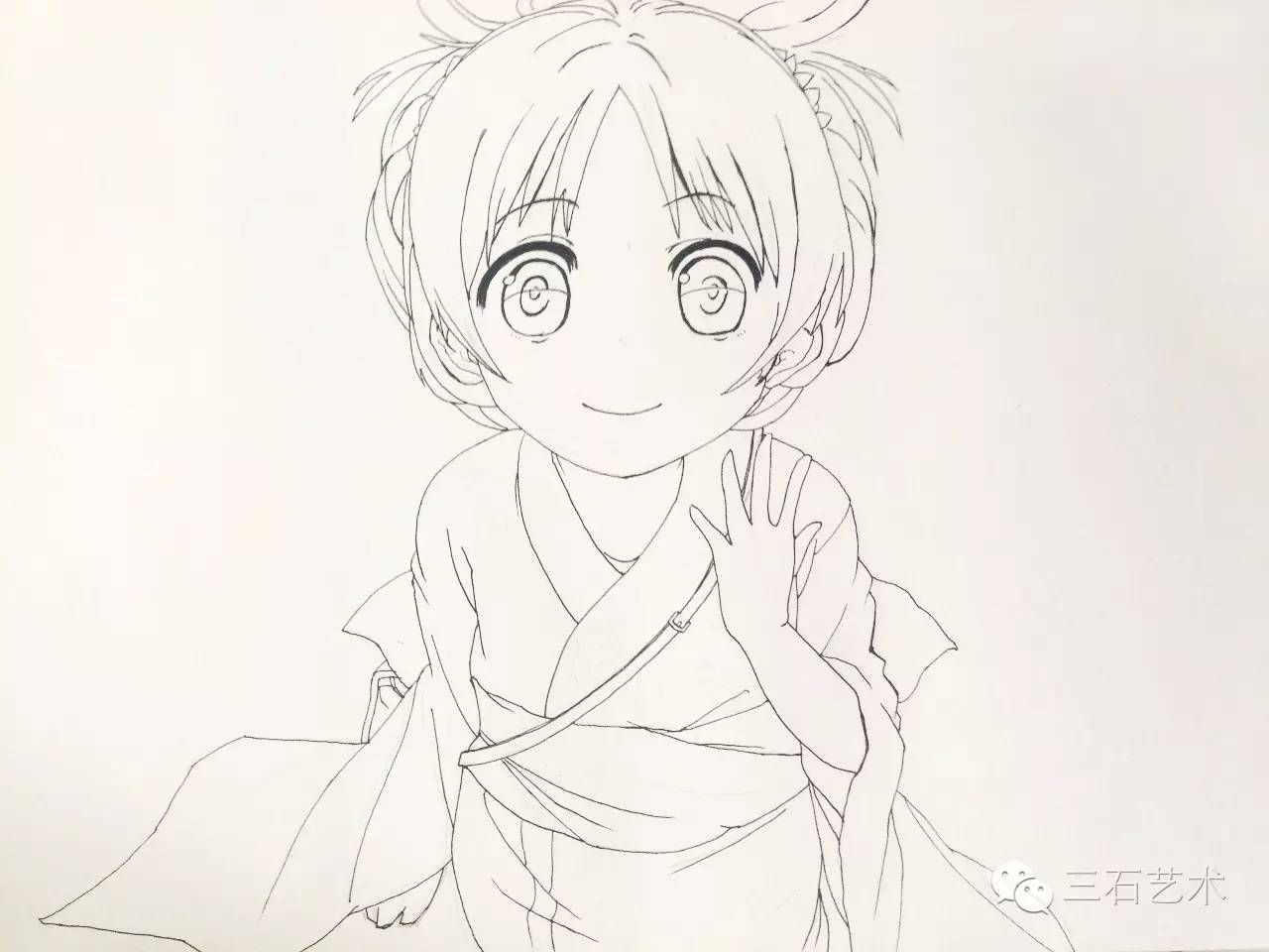 和服小姑娘簡筆