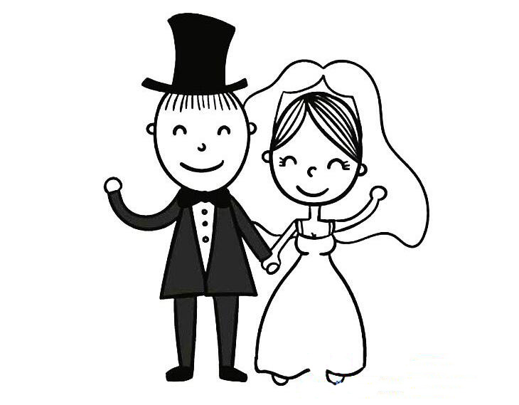 情侶結婚簡筆畫大全