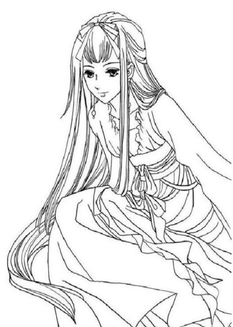 古風(fēng)人物簡筆畫，坐著的女子