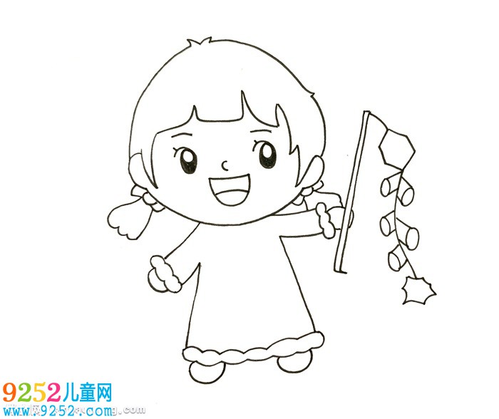 春節(jié)小孩放鞭炮<a href=http://www.inspiredelm.com/jianbihua/ target=_blank class=infotextkey>簡筆畫</a>，新年小女孩放鞭炮<a href=http://www.inspiredelm.com/jianbihua/ target=_blank class=infotextkey>簡筆畫</a>