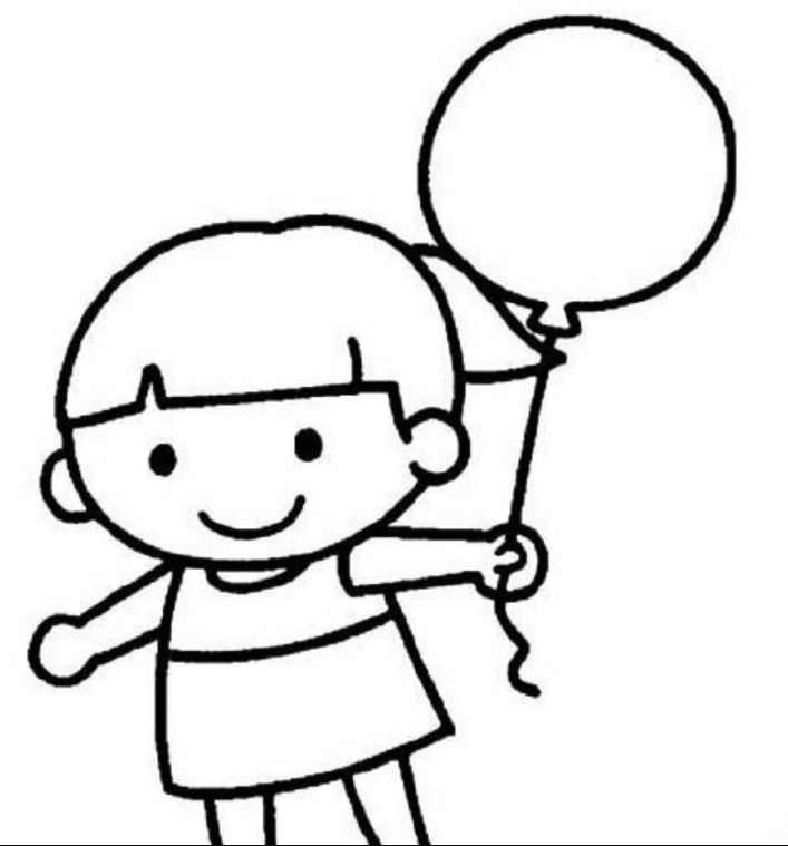 拿著氣球的小孩簡筆畫