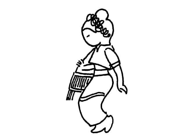 傣族姑娘人物簡筆畫