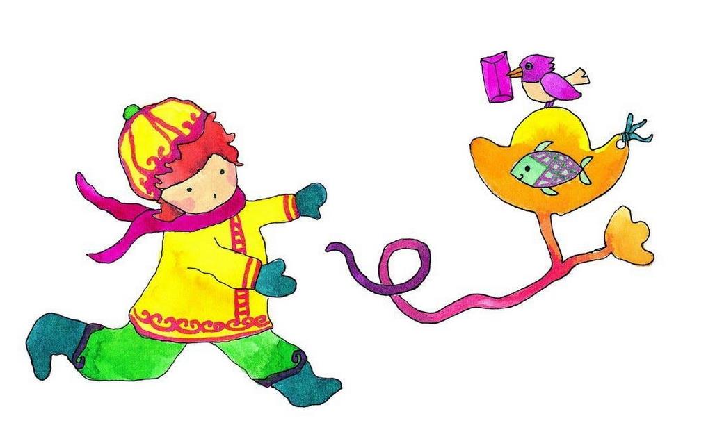 新年里的小朋友簡筆畫