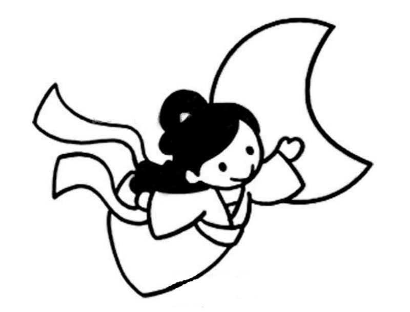 q版嫦娥奔月簡筆畫