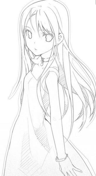 美麗的少女簡筆
