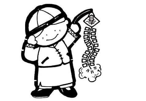 快樂(lè)的新年小孩人物簡(jiǎn)筆畫(huà)