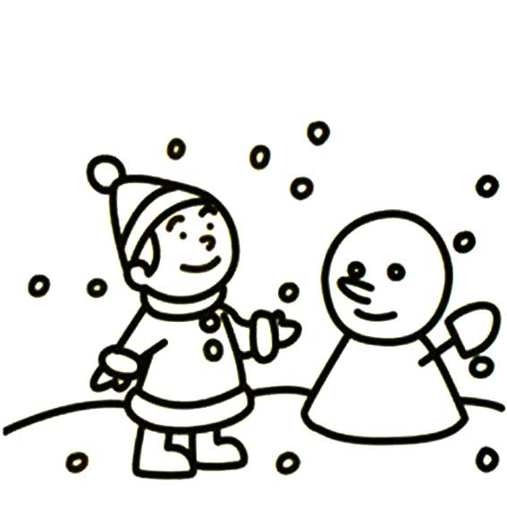堆雪人的小孩簡(jiǎn)筆畫(huà)