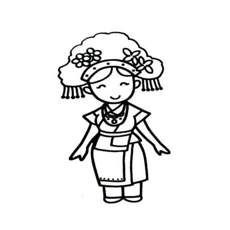 高山族少女簡筆畫