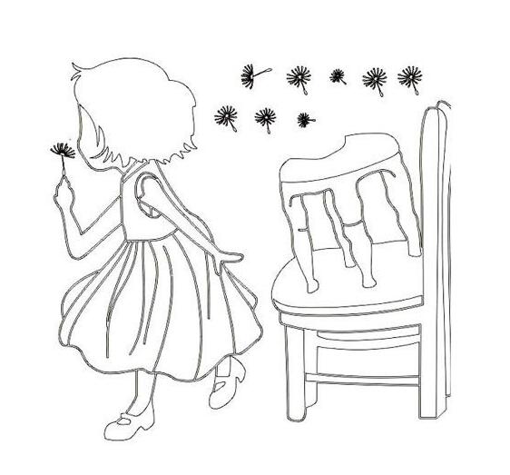 漂亮的人物簡(jiǎn)筆畫，蒲公英女孩