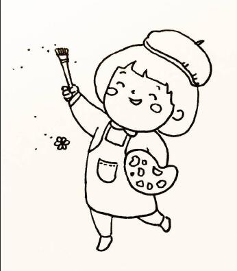 我是一個小畫家簡筆畫，小畫家正在作畫簡筆畫