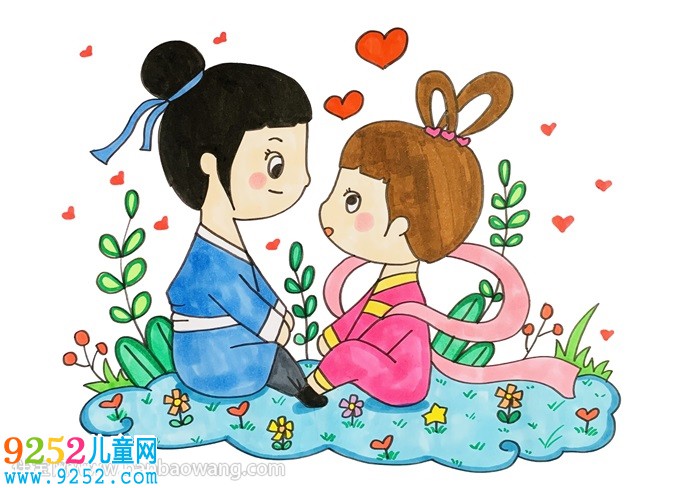 牛郎織女畫(huà)簡(jiǎn)單又漂亮