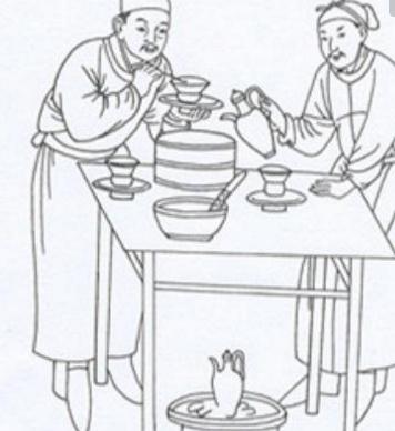 品茶的古人簡筆