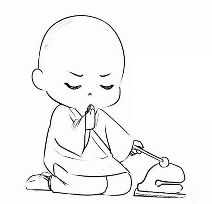 念經(jīng)的小和尚簡筆畫