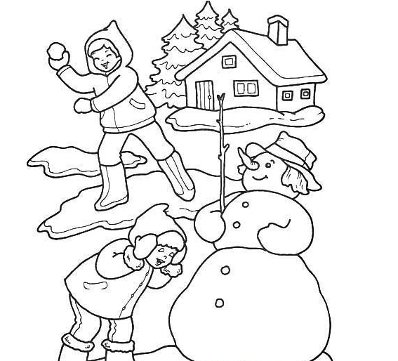 打雪仗的人物簡筆