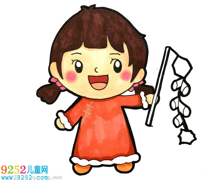春節(jié)小孩放鞭炮<a href=http://www.inspiredelm.com/jianbihua/ target=_blank class=infotextkey>簡筆畫</a>，新年小女孩放鞭炮<a href=http://www.inspiredelm.com/jianbihua/ target=_blank class=infotextkey>簡筆畫</a>