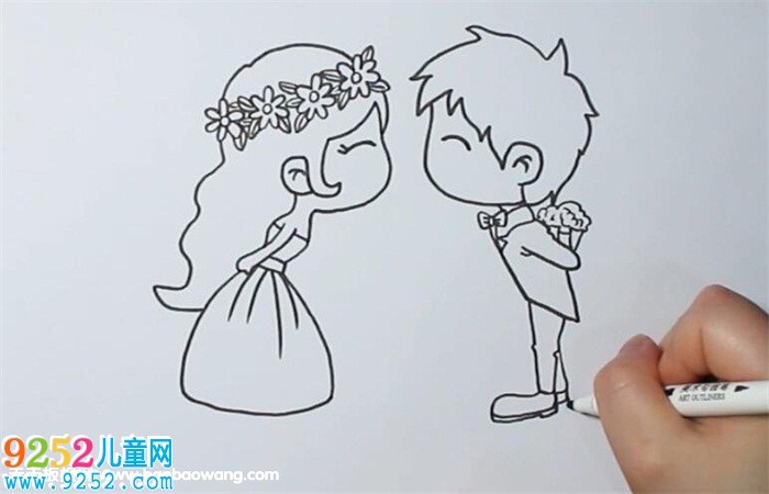 卡通新娘新郎<a href=http://www.inspiredelm.com/jianbihua/ target=_blank class=infotextkey>簡筆畫</a>