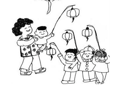 提著燈籠的小孩簡筆