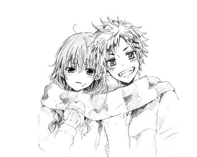 動漫情侶結婚簡筆畫