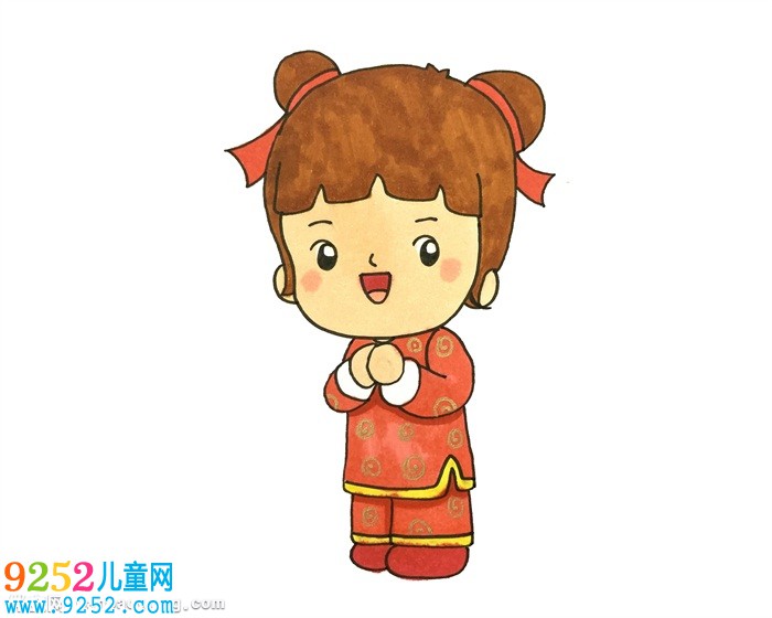 春節(jié)小孩拜年<a href=http://www.inspiredelm.com/jianbihua/ target=_blank class=infotextkey>簡筆畫</a>，中國拜年娃娃<a href=http://www.inspiredelm.com/jianbihua/ target=_blank class=infotextkey>簡筆畫</a>