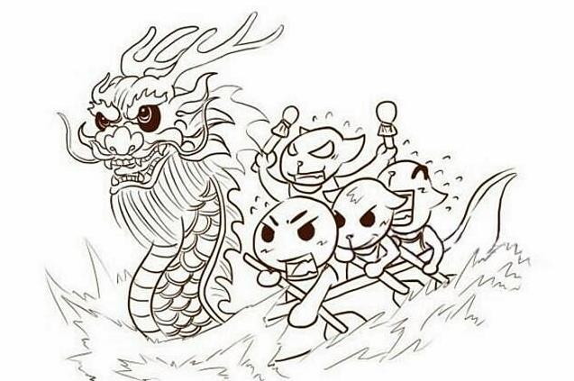 劃龍舟人物簡筆