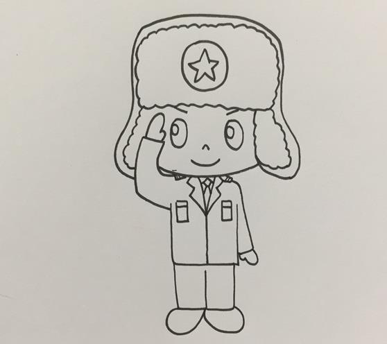 敬禮的雷鋒簡筆