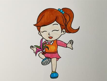 小朋友踢毽子簡筆畫