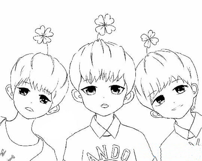 兒童人物簡筆畫，tfboys簡筆畫