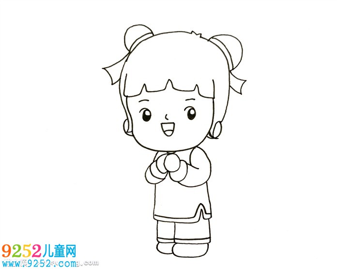春節(jié)小孩拜年<a href=http://www.inspiredelm.com/jianbihua/ target=_blank class=infotextkey>簡筆畫</a>，中國拜年娃娃<a href=http://www.inspiredelm.com/jianbihua/ target=_blank class=infotextkey>簡筆畫</a>