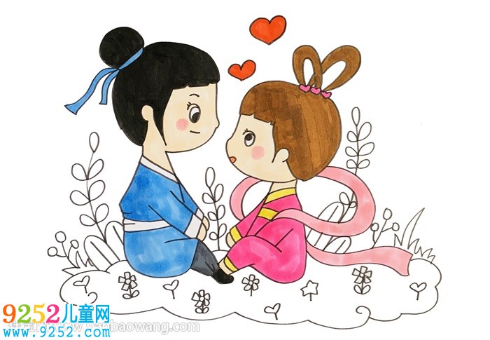 牛郎織女畫(huà)簡(jiǎn)單又漂亮