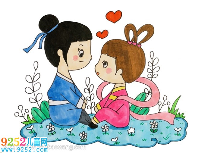 牛郎織女畫(huà)簡(jiǎn)單又漂亮