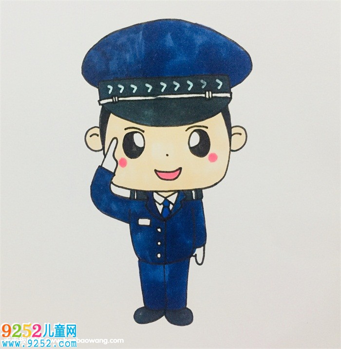 敬禮的警察叔叔怎么畫