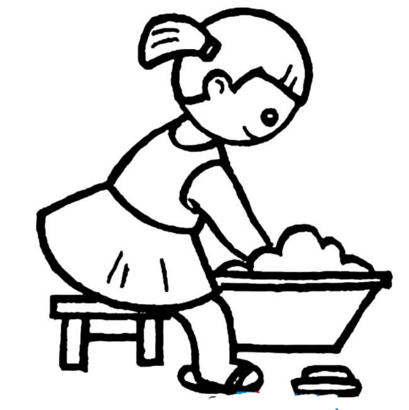 小女孩洗衣服人物簡(jiǎn)筆畫