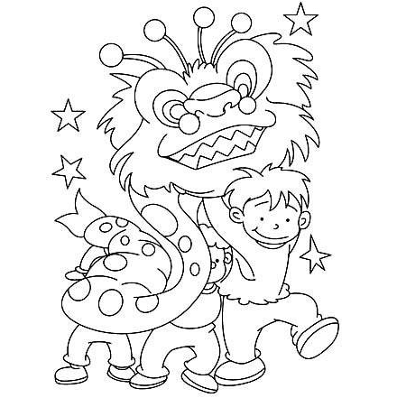 舞獅表演簡筆圖片