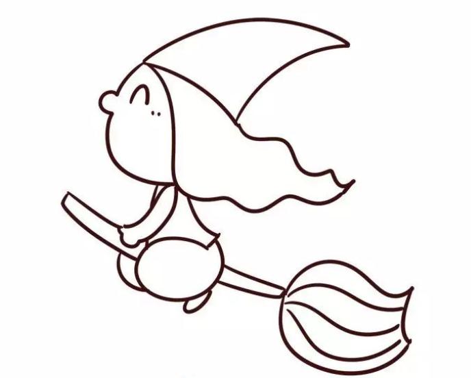 騎掃帚的女巫簡(jiǎn)筆步驟