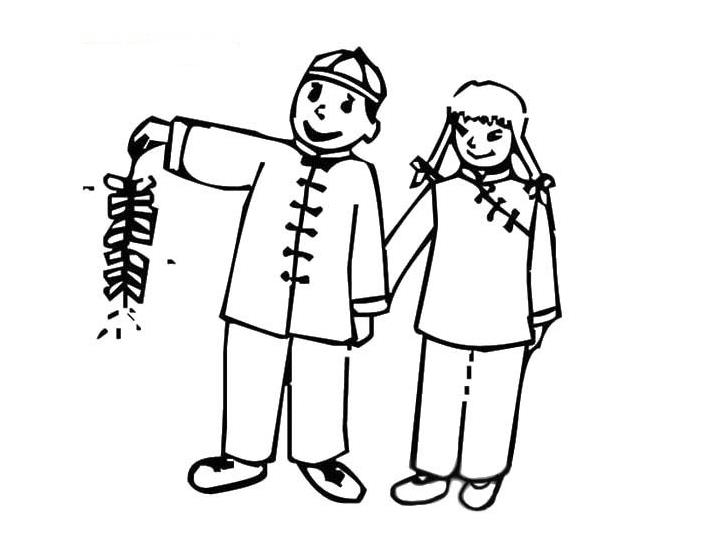 放鞭炮的孩子簡(jiǎn)筆