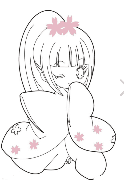 和服小姑娘簡筆