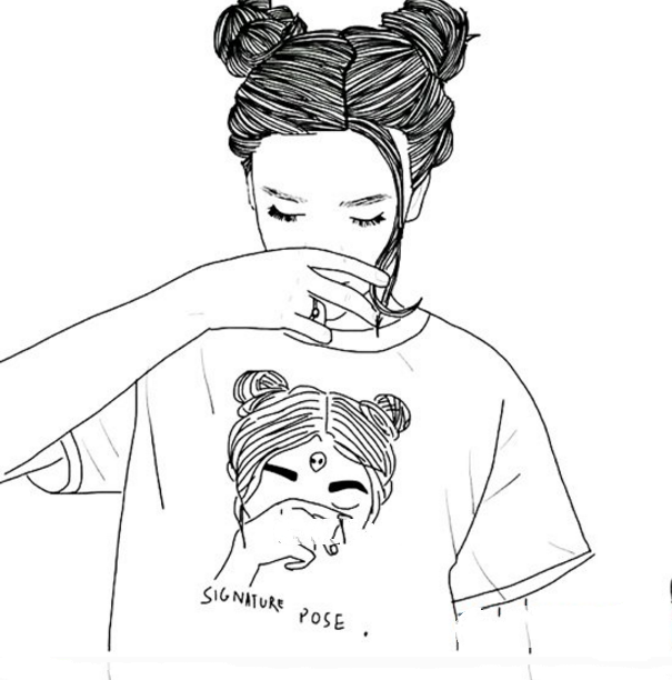 可愛的丸子頭女生的簡筆畫