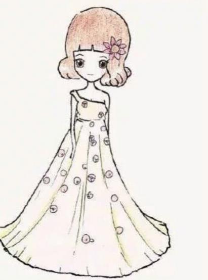 美麗的少女簡筆畫