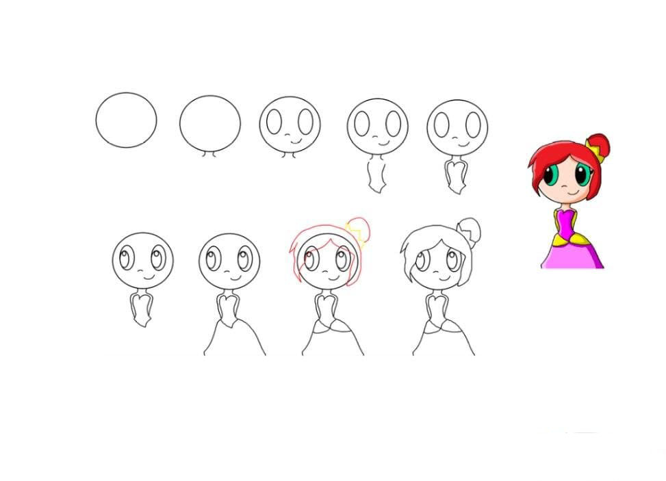 美麗的小公主的<a href=http://www.inspiredelm.com/jianbihua/ target=_blank class=infotextkey>簡筆畫</a>圖片分享