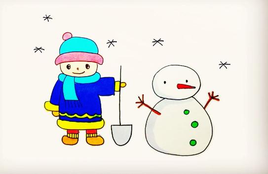 推雪人的小男孩怎么畫(huà)_推雪人的小男孩的簡(jiǎn)筆畫(huà)畫(huà)法步驟圖解