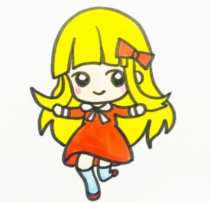 短裙長發(fā)女孩怎么畫_短裙長發(fā)女孩簡筆畫畫法步驟教程