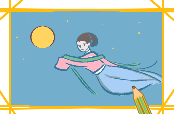 嫦娥奔月簡(jiǎn)筆畫帶顏色的圖片怎么畫_嫦娥奔月簡(jiǎn)筆畫圖片大全