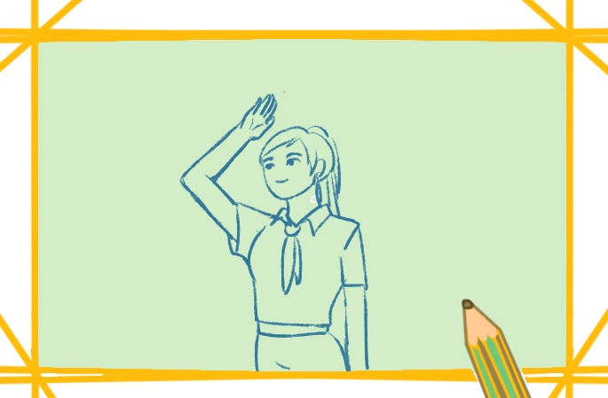 敬禮的女生<a href=http://www.inspiredelm.com/jianbihua/ target=_blank class=infotextkey>簡筆畫</a>圖片怎么畫