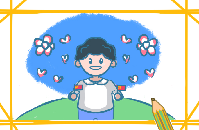 國(guó)慶節(jié)之愛國(guó)的男孩怎么畫_國(guó)慶節(jié)之愛國(guó)的男孩上色簡(jiǎn)筆畫步驟圖